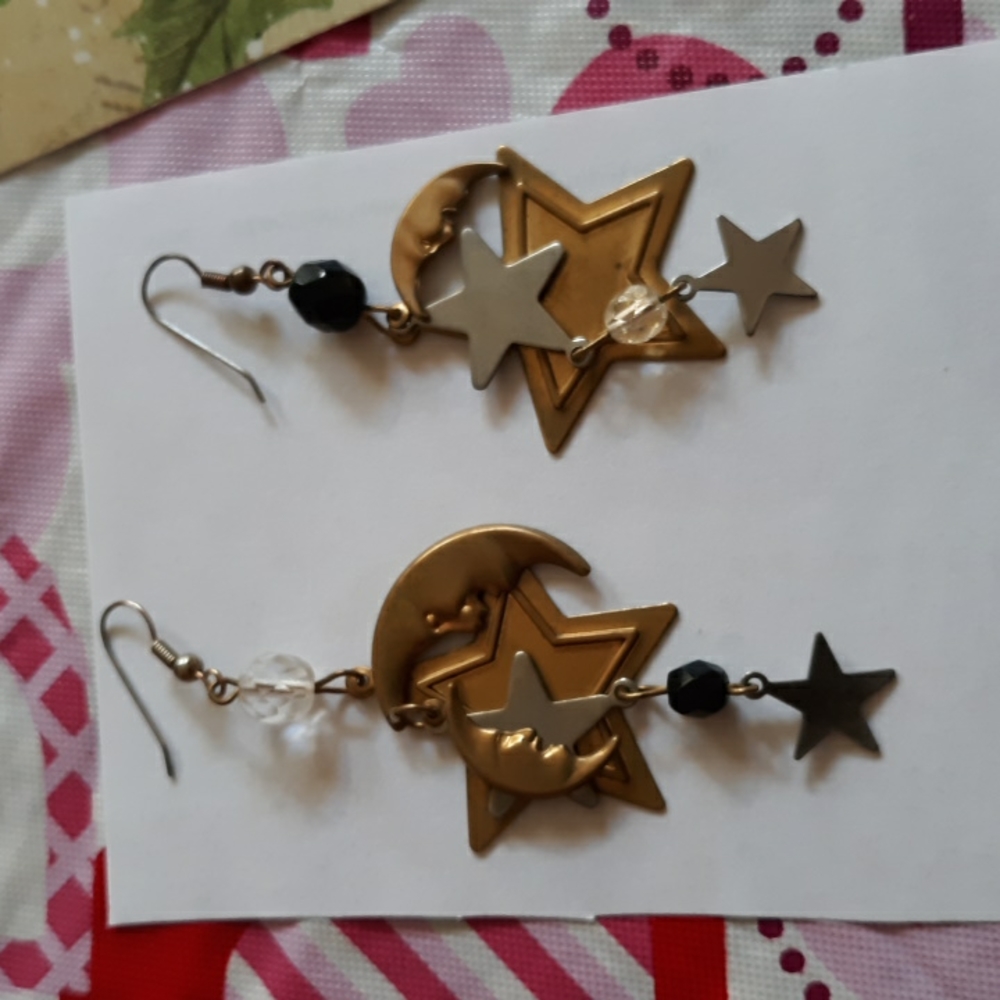 Moon and star earrings